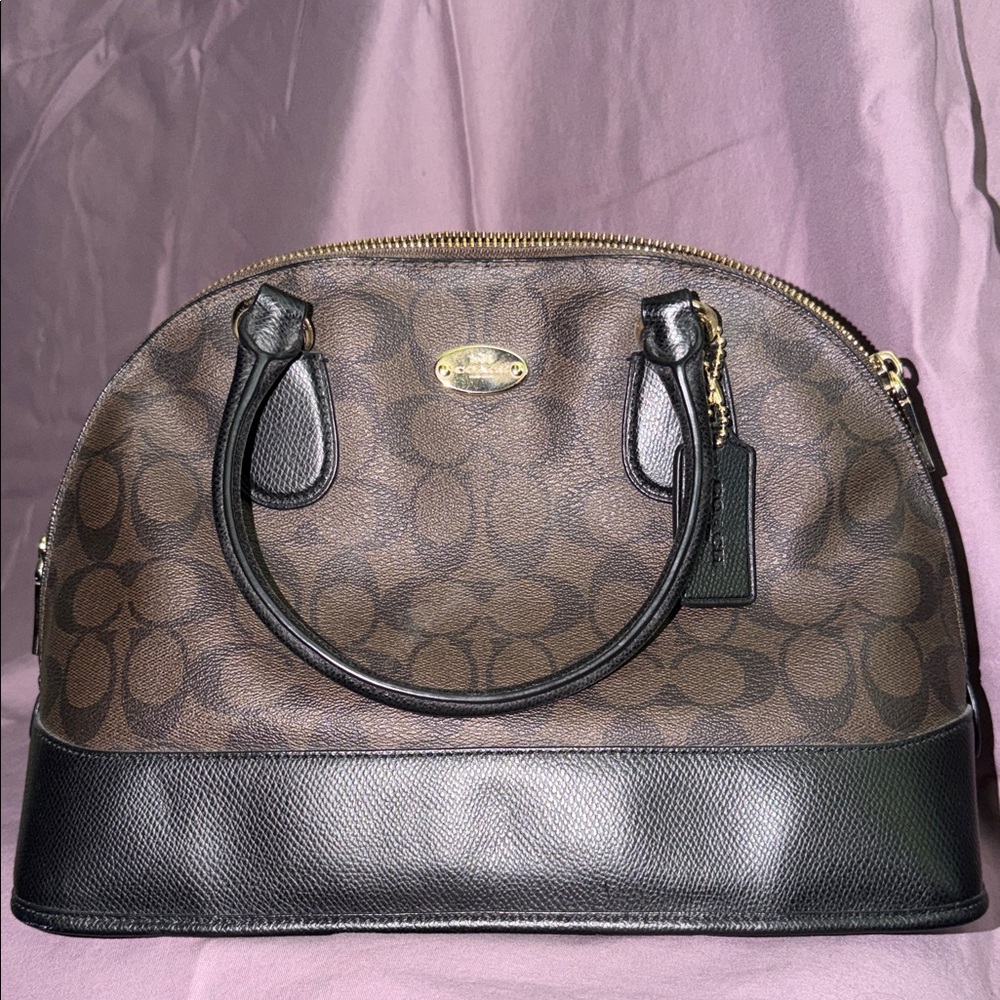 Authentic Coach Signature Mini Cora Satchel Crossbody Purse F34083 Black/Brown